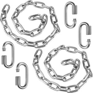 Dakzhou Heavy-Duty Stainless Steel Hanging Chair Extension Chains (2 FT / 0.6m) – 2 Pack with 4 Carabiners (1500 lbs / 680 kg Capacity)