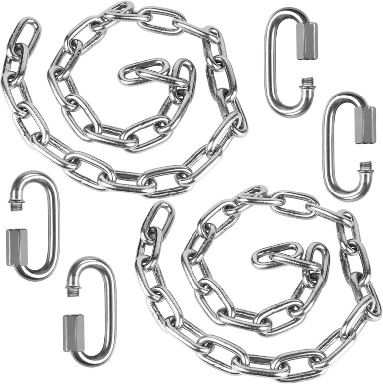 Dakzhou Heavy-Duty Stainless Steel Hanging Chair Extension Chains (2 FT / 0.6m) - 2 Pack with 4 Carabiners (1500 lbs / 680 kg Capacity)