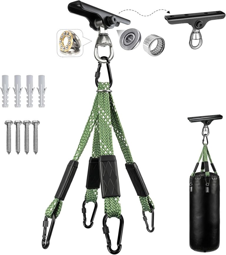 Dakzhou Heavy-Duty Punching Bag Hanger & Strap Set - 180° + 360° Swivel Ceiling & Wall Mount Hook