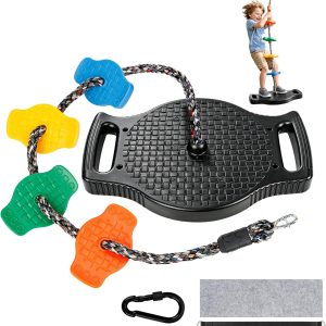 Dakzhou Upgraded Kids Climbing Rope Swing with Side Safety Handles & Tree Protector Set