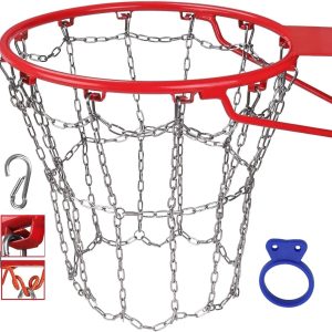 Dakzhou Heavy-Duty Metal Chain Basketball Net – Rust-Proof Braided Steel, 12 Loops, Quick & Easy Installation