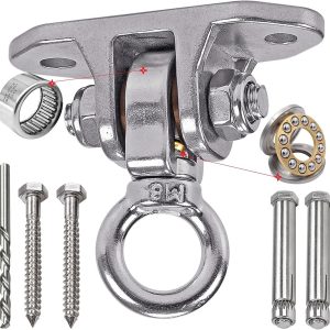 Dakzhou Stainless Steel Swing Hanger – 2-Hole 1500 lbs Heavy Duty Mount with 360° & 180° Silent Swivel