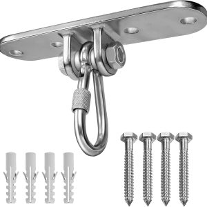 Dakzhou 4-Hole Heavy-Duty Stainless Steel Swing Hanger – 180° Swivel Mount for Punch Bags & Hammocks