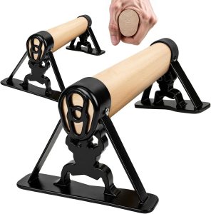 Dakzhou Wooden Parallettes Bars with Heavy-Duty Metal Base – 800 lbs (Set of 2) thumbnail