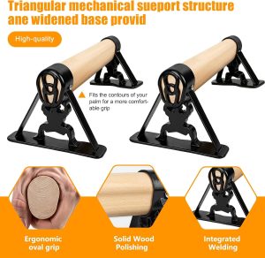 Dakzhou Wooden Parallettes Bars with Heavy-Duty Metal Base – 800 lbs (Set of 2) thumbnail