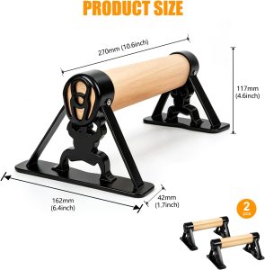 Dakzhou Wooden Parallettes Bars with Heavy-Duty Metal Base – 800 lbs (Set of 2) thumbnail