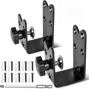 Heavy Duty Door Barricade Brackets (2-Pack) – Twist-to-Lock U-Shaped Steel Security Security Reinforcement for Home, Barn, and Garage